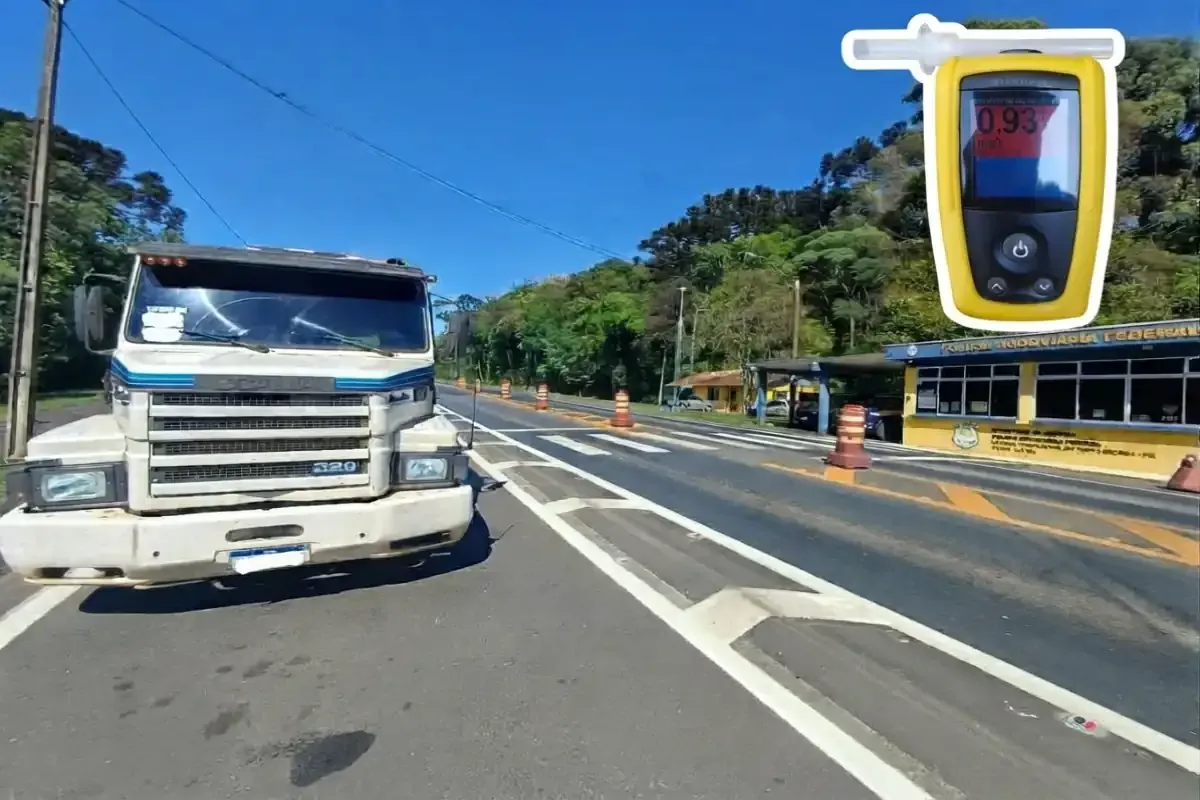 PRF prende motorista de carreta flagrado dirigindo embriagado na BR-373, em Ponta Grossa
