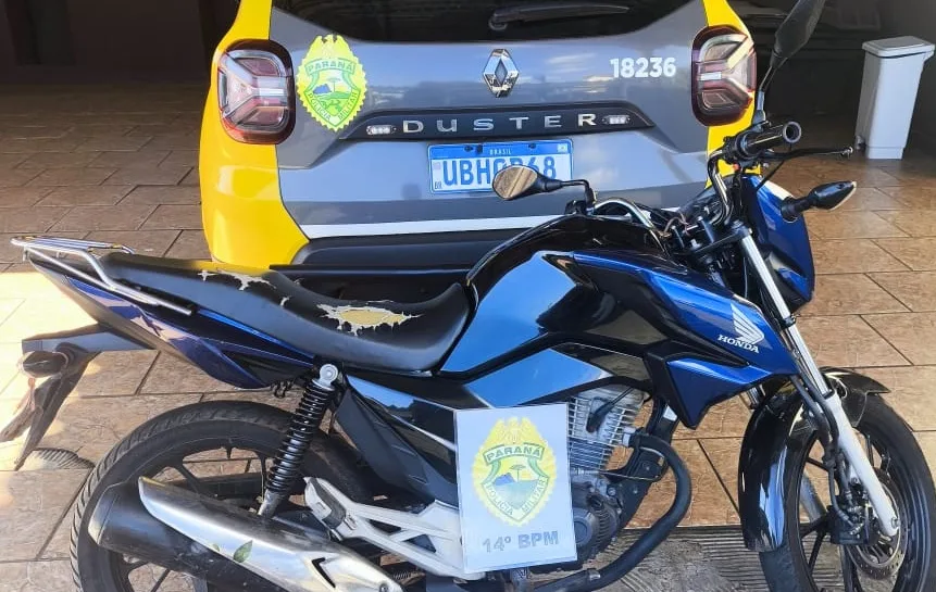 Motocicleta furtada e com placa adulterada é recuperada após roubo em São Miguel do Iguaçu