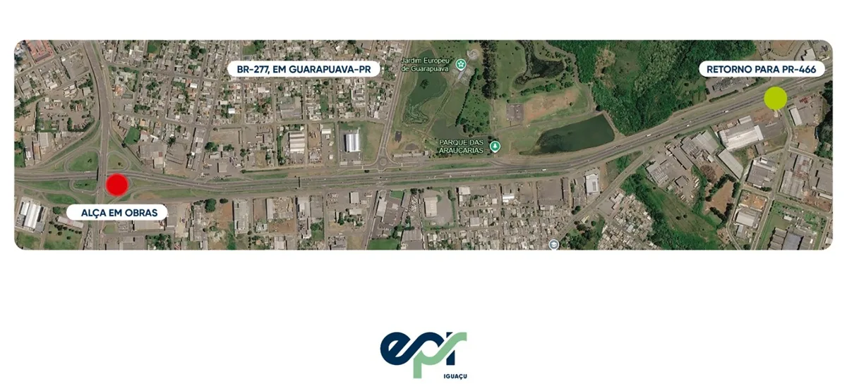 EPR Iguaçu realiza recuperação de pavimento em alça de viaduto da BR-277, em Guarapuava; tráfego terá interdição temporária